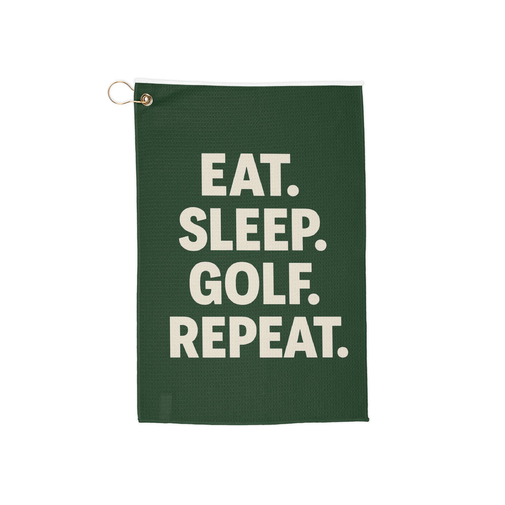 Eat Sleep Golf Repeat Golf Towel | Green Microfiber Towel with Hook